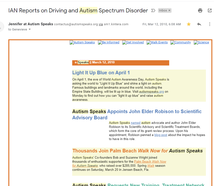 Archived | Autism Speaks: IAN Reports on Driving and Autism Spectrum Disorder | Circa March 12, 2010