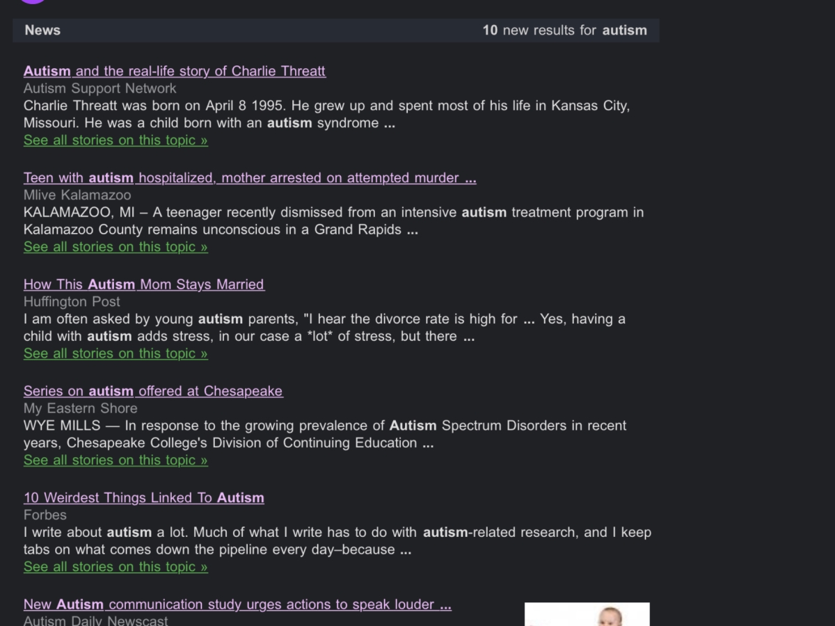 Snapshot | Google Alerts – Autism | Circa September 4, 2013
